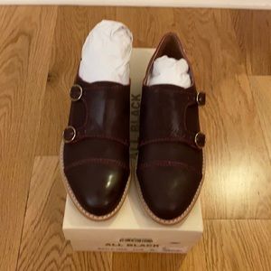 New unworn w/ box | all black | Buckle Monk Wine | size: 6